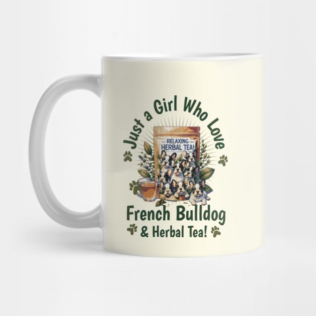 Just girl who love French bulldogs and herbal Tea! cute pet, Frenchie lovers or owners, dog lovers by Collagedream